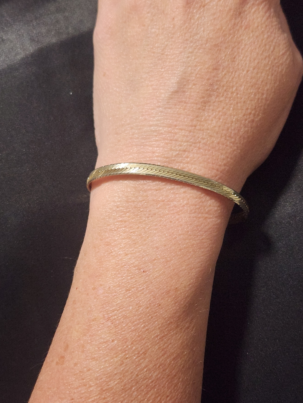 Classic Gold-Tone Herringbone Bangle Bracelet